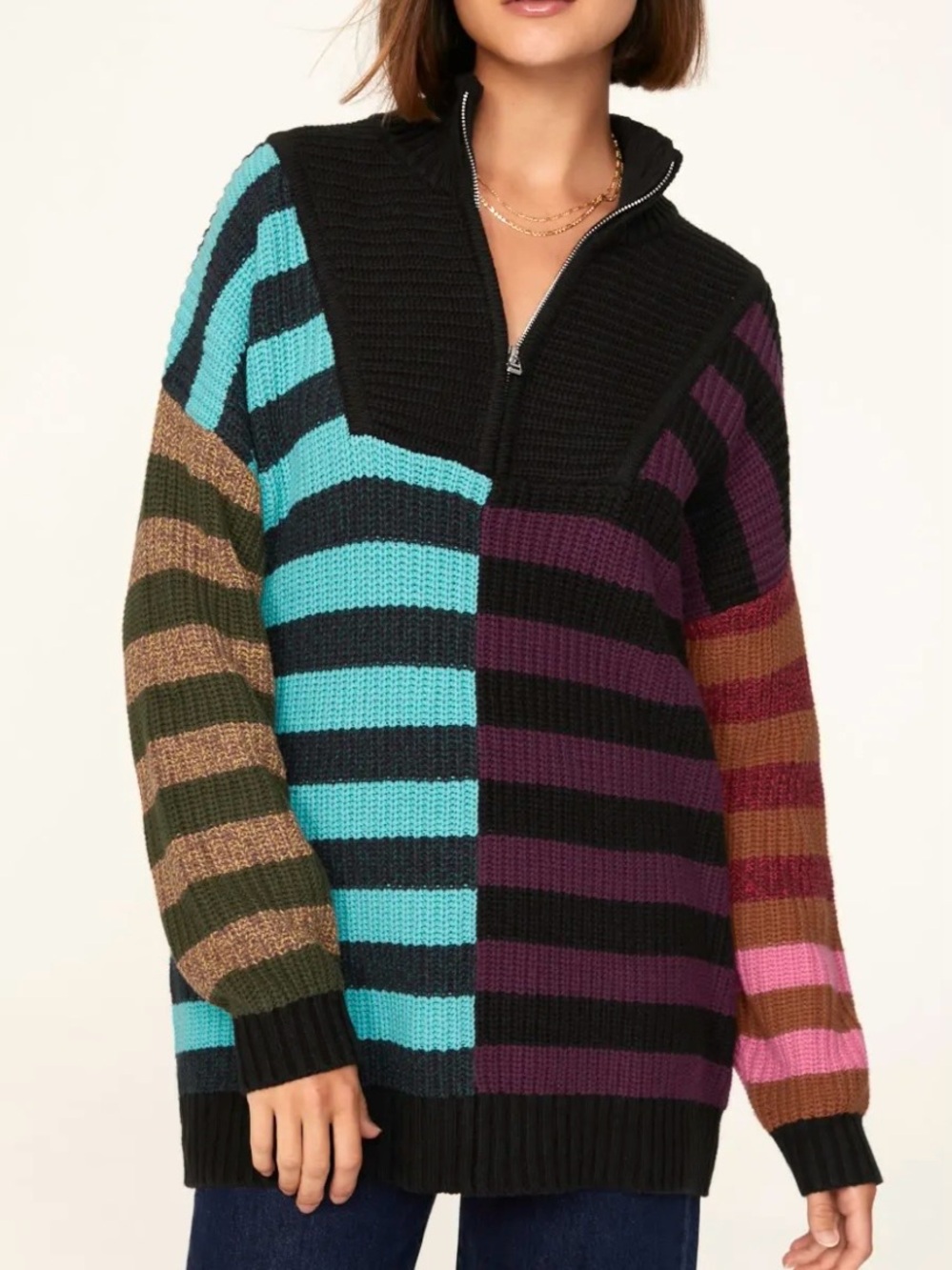 STAUD Hampton Oversized Striped Sweater
